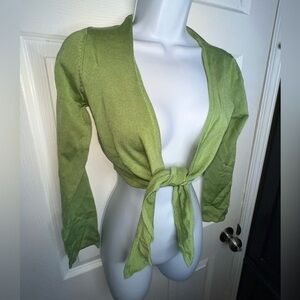NWT Cejon Accessories Inc. Small Medium Green Moss Knit Sweater Shrug Jacket S/M